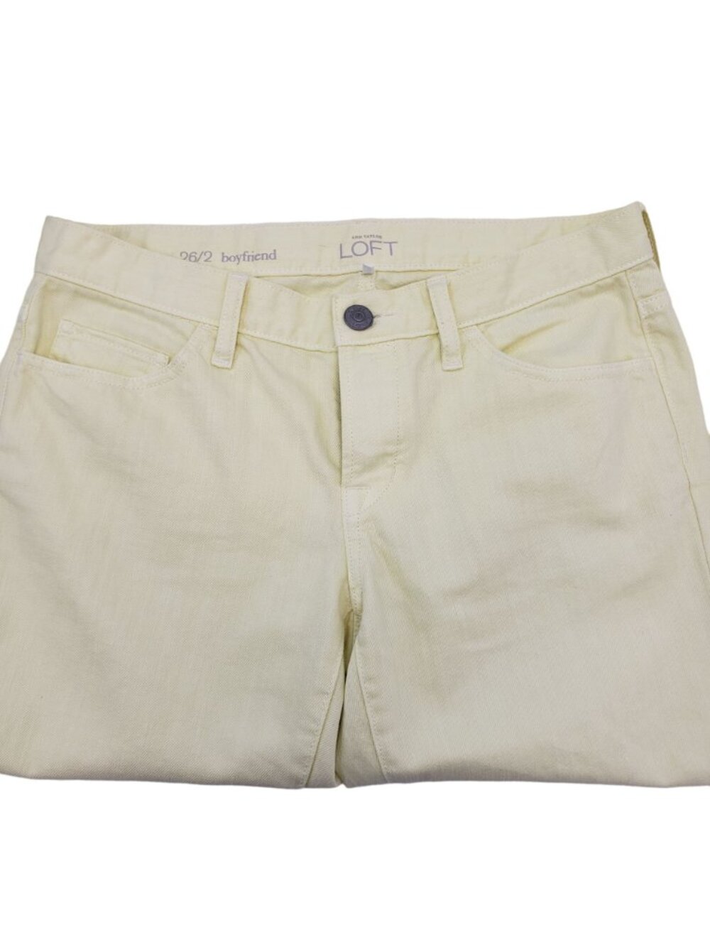 Loft Sunny Yellow Boyfriend Button Fly Jeans Size 26 - Picture 6 of 9